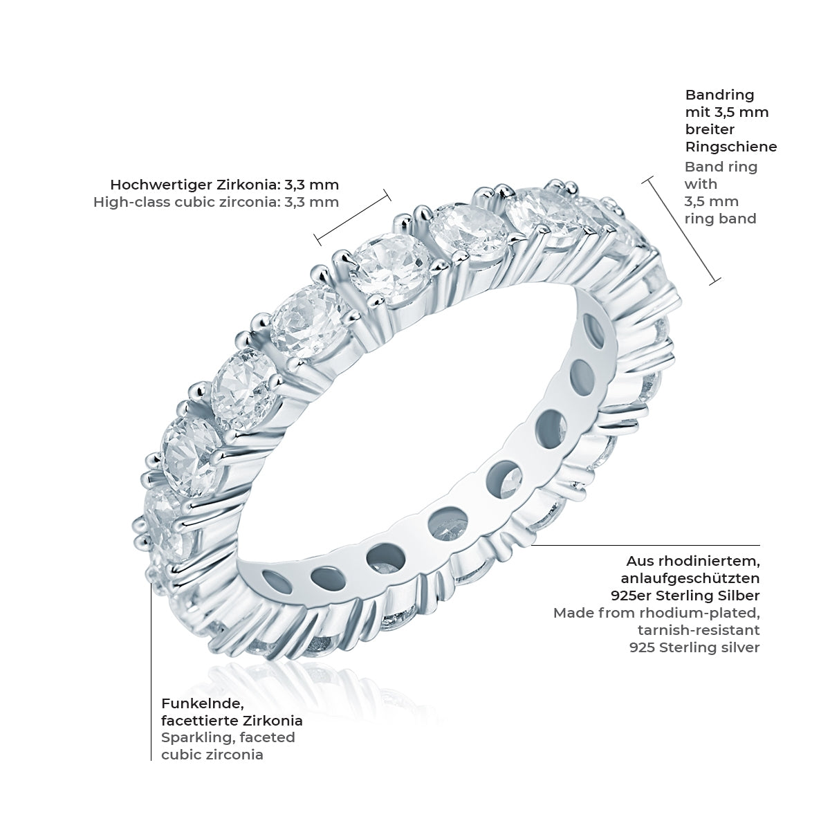 Ring Sterling Silber Zirkonia weiß