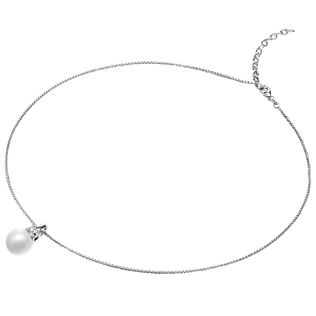 Kette mit Anhänger Sterling Silber Perle (synth.) weiß Zirkonia weiß