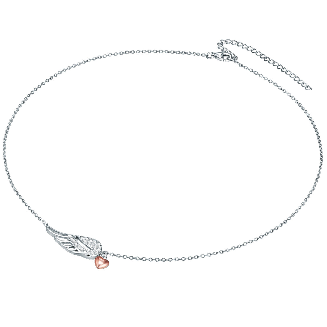 Kette mit Anhänger Sterling Silber bi-Color Zirkonia weiß