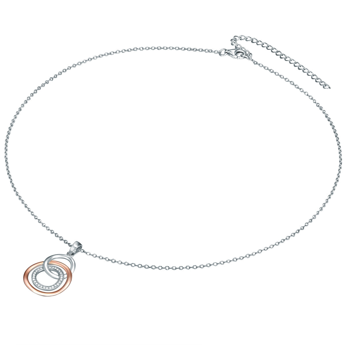 Kette mit Anhänger Sterling Silber bi-Color Zirkonia weiß