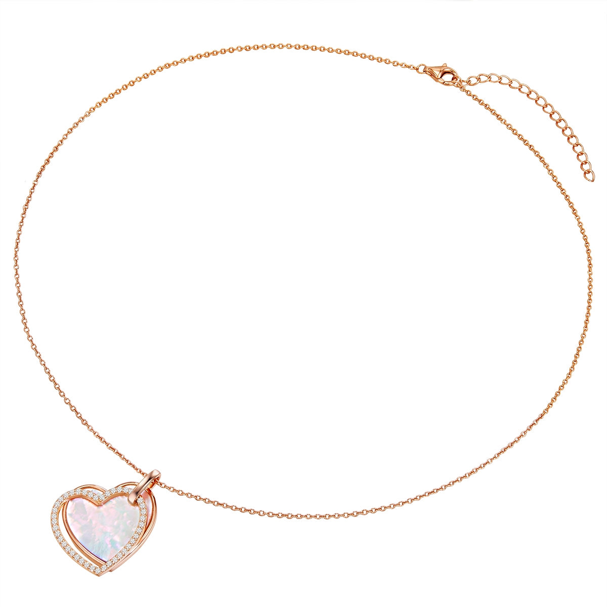 Kette Sterling Silber roségold Perlmutt Zirkonia weiß