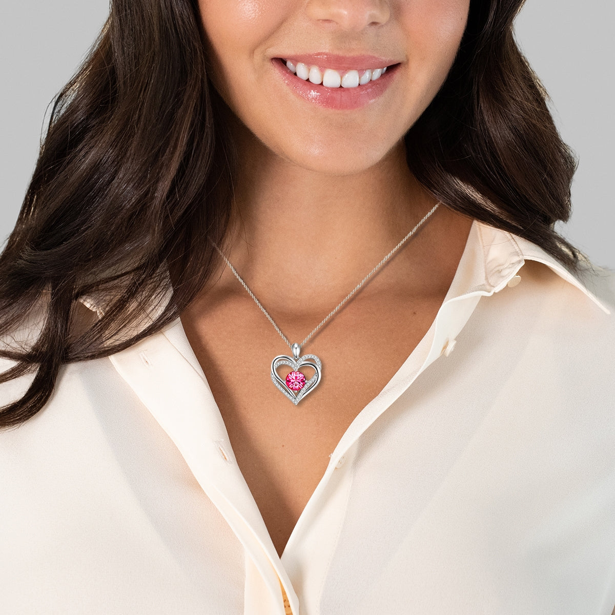 Kette mit Anhänger Sterling Silber verziert mit Kristallen von Swarovski® pink Zirkonia weiß