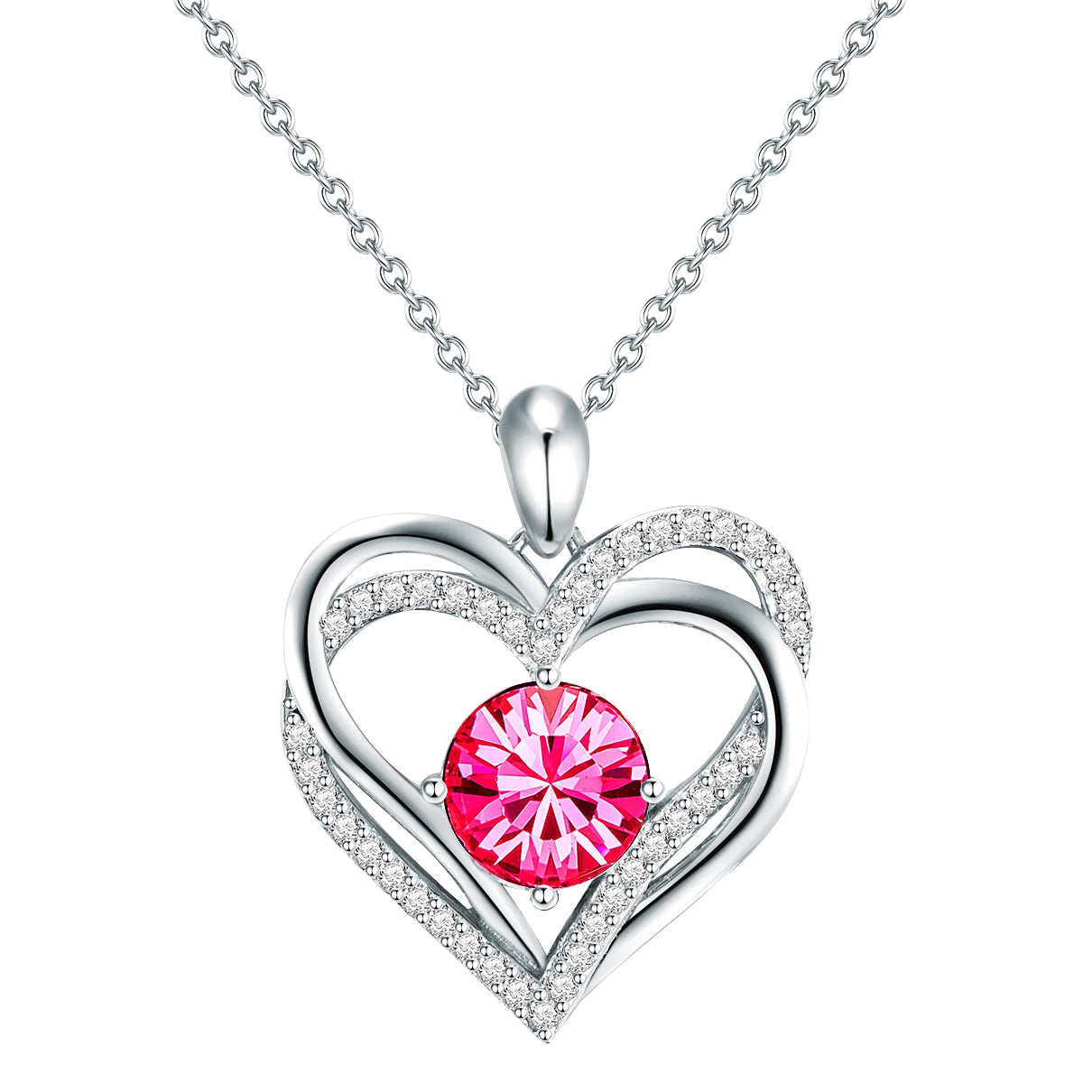 Kette mit Anhänger Sterling Silber verziert mit Kristallen von Swarovski® pink Zirkonia weiß