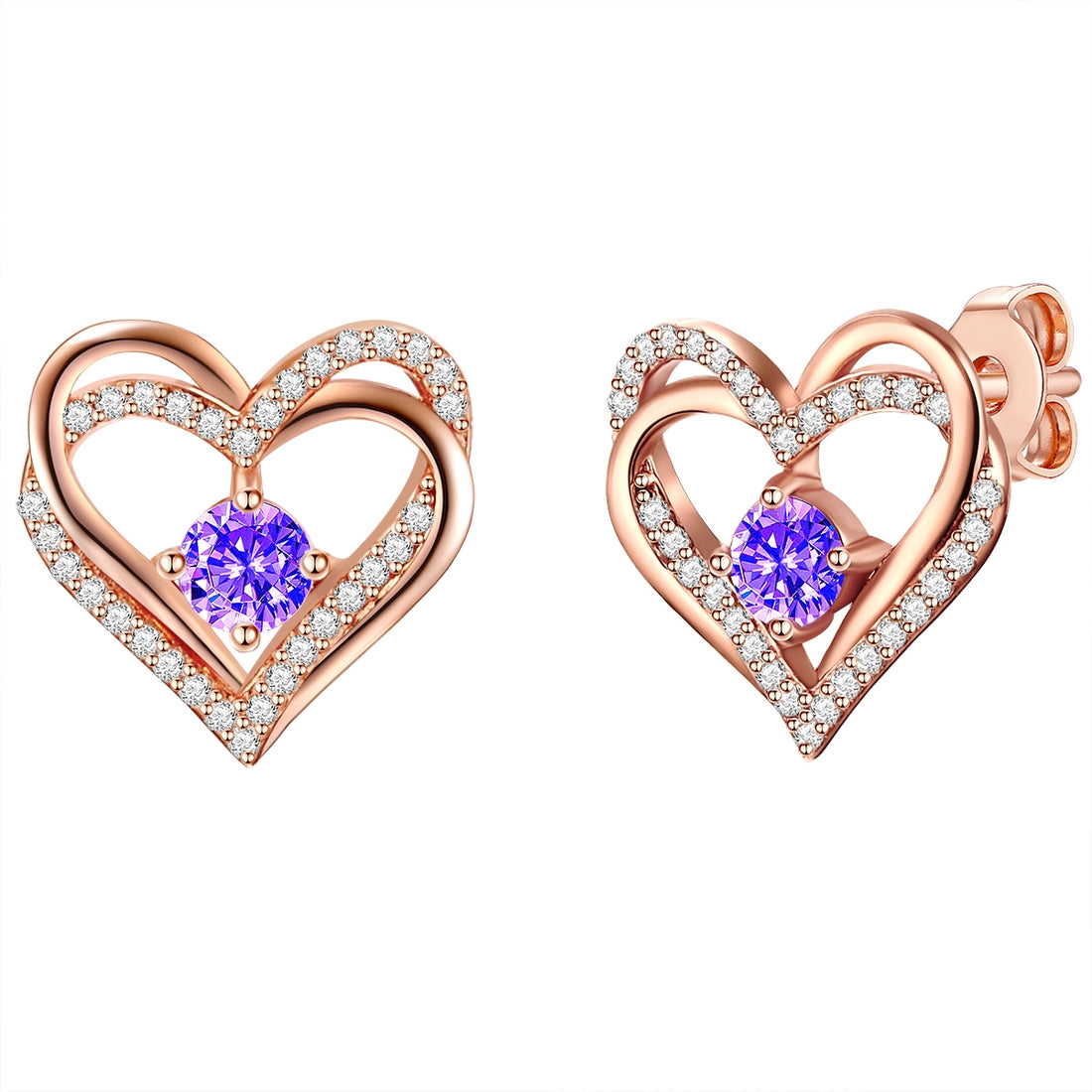 Rafaela Donata Ohrstecker Sterling Silber roségold verziert mit Kristallen von Swarovski® violet Zirkonia weiß