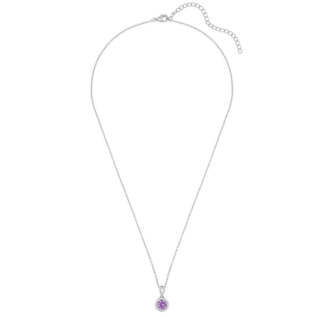 Kette mit Anhänger Sterling Silber Zirkonia violett weiß