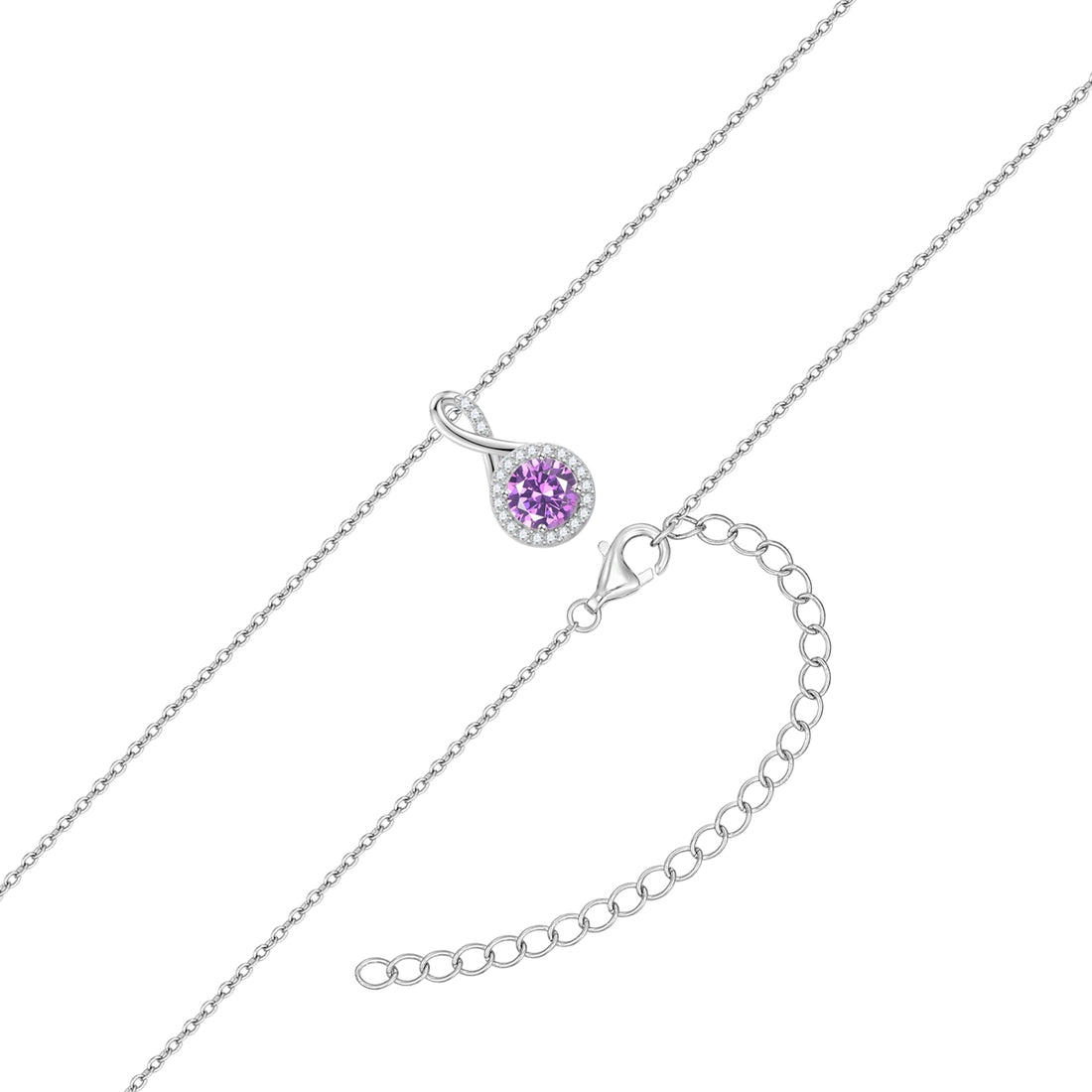 Kette mit Anhänger Sterling Silber Zirkonia violett weiß